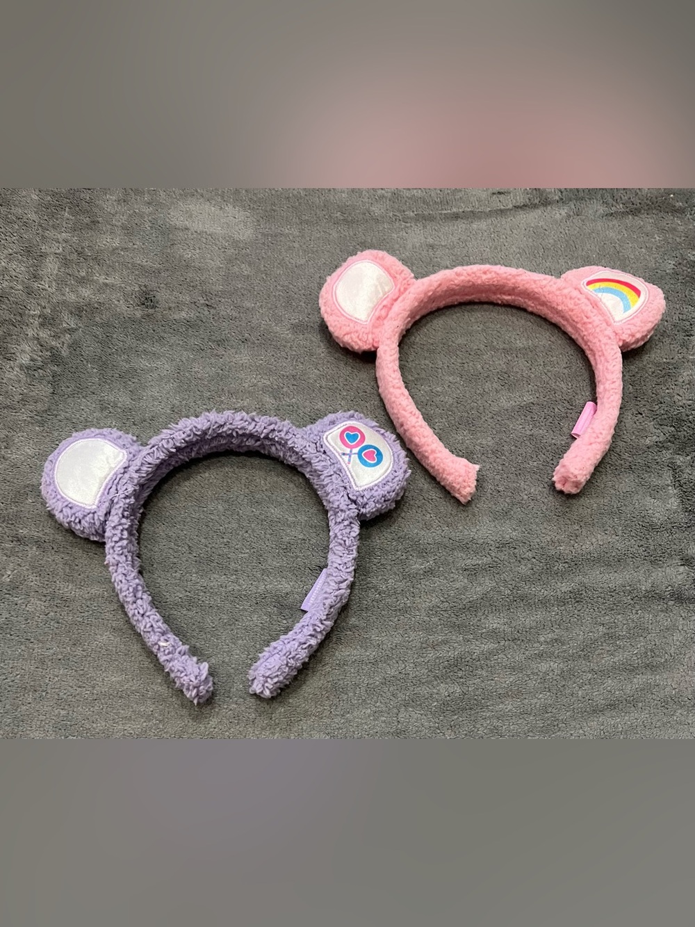 Set of 2 Kids Care Bears Plush Ear Headbands - Pink & Lavender
